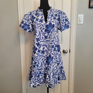 Floral Blue and White Dress